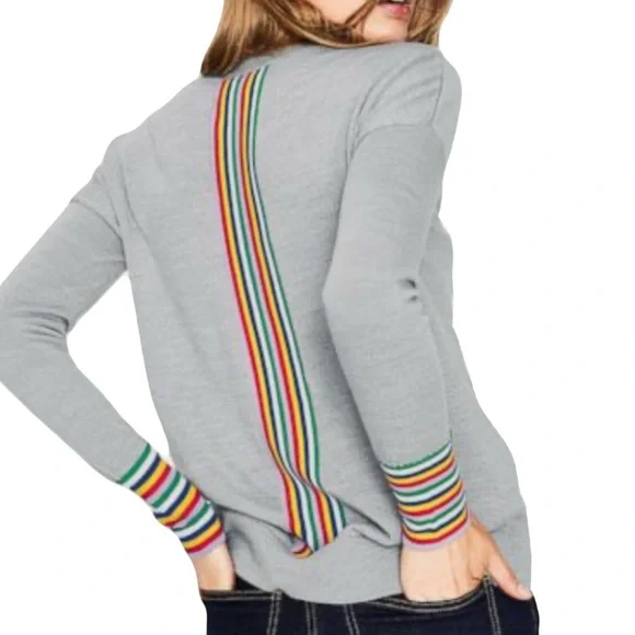 Boden Women’s Cassandra Cardigan Medium Grey with Bright Stripe Detail - Picture 6 of 12